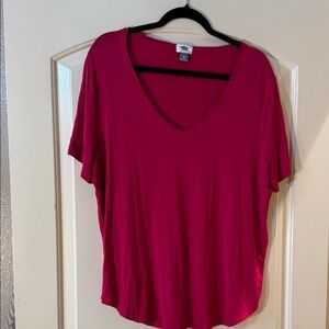 Old Navy Women's V-Neck Magenta Pink T Shirt Tee XL